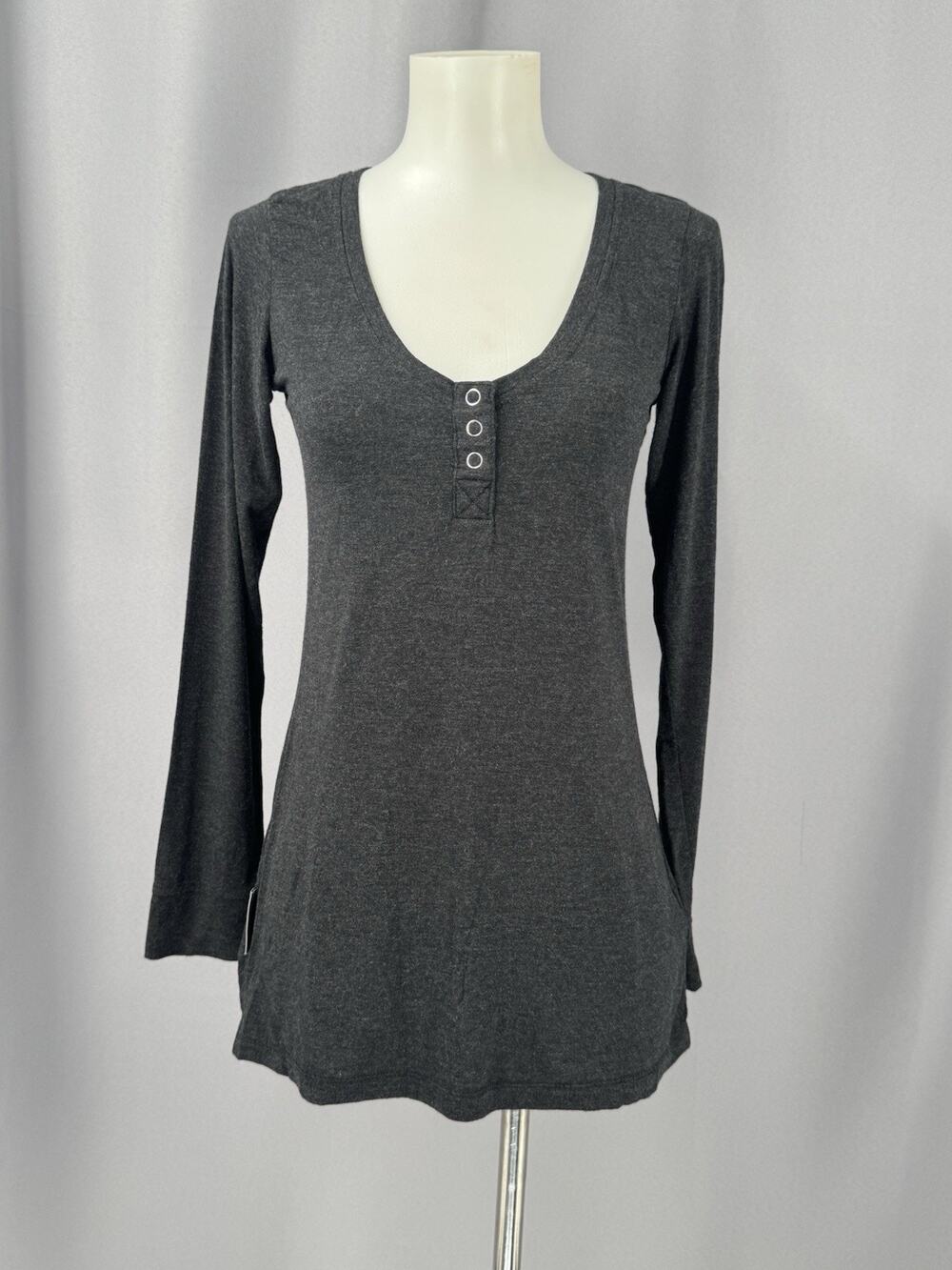 Ugg Henley Top Womens XS Charcoal Gray Long Sleeve Button Front Retro Y2K 90s